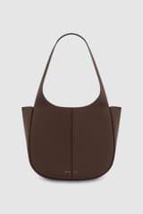 Front product shot of the Oroton Emilia Tote in Bear Brown and Pebble leather for Women