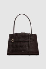 Front product shot of the Oroton Audrey Texture Three Pocket Day Bag in Mahogany and Textured leather for Women