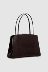 Back product shot of the Oroton Audrey Texture Three Pocket Day Bag in Mahogany and Textured leather for Women