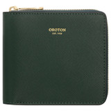 Front product shot of the Oroton Inez Small Zip Wallet in Juniper and Saffiano Leather for Women