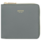 Front product shot of the Oroton Inez Small Zip Wallet in Greystone and Saffiano Leather for Women