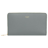 Front product shot of the Oroton Inez Zip Book Wallet in Greystone and Saffiano Leather for Women