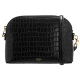 Front product shot of the Oroton Inez Texture Slim Crossbody in Black Croc and Embossed Leather for Women