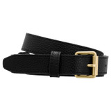 Front product shot of the Oroton Margot Narrow Belt in Black and Pebble Leather for Women
