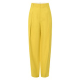 Front product shot of the Oroton Pleat Pant in Vivid Yellow and 58% Viscose, 42% Linen for Women