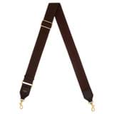 Front product shot of the Oroton Logo Bag Strap in Mahogany and Smooth leather and webbing for Women