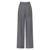 Front product shot of the Oroton Pleat Pant in Dark Ash and 50% wool, 50% recycled polyester for Women