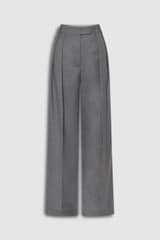 Front product shot of the Oroton Pleat Pant in Dark Ash and 50% wool, 50% recycled polyester for Women