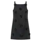 Front product shot of the Oroton Flower Sequin Shift Dress in Black and 100% linen for Women