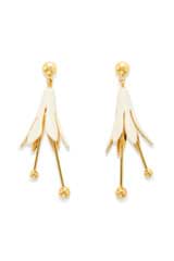 Front product shot of the Oroton Lillium Drop Earrings in Gld/Clotted Crm and Brass for Women