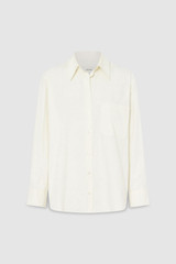 Front product shot of the Oroton Poplin Long Sleeve Shirt in Cream and 100% cotton for Women