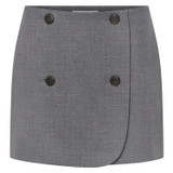 Front product shot of the Oroton Double Breasted Mini Skirt in Dark Ash and 50% wool, 50% recycled polyester for Women