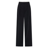 Front product shot of the Oroton Slouch Pant in Black and 53% polyester, 42% virgin wool, 5% elastane for Women