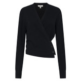 Front product shot of the Oroton Wrap Cardigan in Black and 100% merino wool for Women