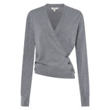 Front product shot of the Oroton Wrap Cardigan in Grey Marle and 100% merino wool for Women