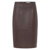 Front product shot of the Oroton Embossed Croc Pencil Skirt in Burgundy and 100% leather for Women