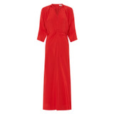 Front product shot of the Oroton Split Neck Dress in True Red and 100% silk for Women