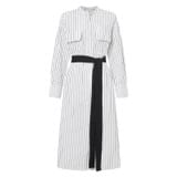 Front product shot of the Oroton Pinstripe Shirt Dress in White and 100% cotton for Women