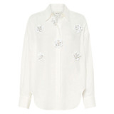 Front product shot of the Oroton Flower Sequin Overshirt in Antique White and 100% linen for Women