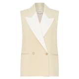 Front product shot of the Oroton Sleeveless Waiter's Jacket in Limestone and 58% viscose, 42% linen for Women