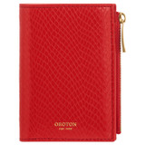 Front product shot of the Oroton Mia Texture 10 Credit Card Mini Zip Wallet in True Red and Textured leather for Women