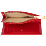 Internal product shot of the Oroton Mia Texture 10 Credit Card Mini Zip Wallet in True Red and Textured leather for Women
