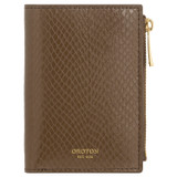 Front product shot of the Oroton Mia Texture 10 Credit Card Mini Zip Wallet in Wicker and Textured leather for Women