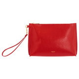 Front product shot of the Oroton Mia Texture Pouch in True Red and Textured leather for Women