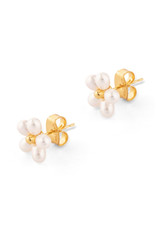 Front product shot of the Oroton Posie Flower Studs in Gold/Pearl and Freshwater pearl for Women