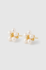 Front product shot of the Oroton Posie Flower Studs in Gold/Pearl and Freshwater pearl for Women