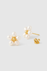 Detail product shot of the Oroton Posie Flower Studs in Gold/Pearl and Freshwater pearl for Women