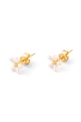 Front product shot of the Oroton Posie Mini Flower Studs in Gold/Pearl and Freshwater pearl for Women
