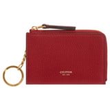 Front product shot of the Oroton Dylan Pouch With Key Ring in Dark Ruby and Pebble Leather for Women
