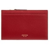 Front product shot of the Oroton Dylan 10 Credit Card Zip Wallet in Dark Ruby and Pebble leather for Women