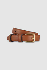 Front product shot of the Oroton Florence 20mm Belt in Cognac and Smooth leather for Women