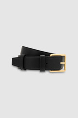 Front product shot of the Oroton Florence 35mm Belt in Black and Smooth leather for Women