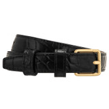 Front product shot of the Oroton Florence Texture 20mm Belt in Black and Textured leather for Women