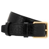 Front product shot of the Oroton Florence Texture 35mm Belt in Black and Textured leather for Women