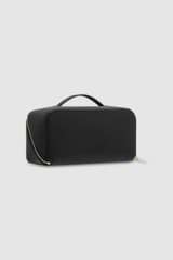 Back product shot of the Oroton Fife Medium Beauty Case in Black and Pebble leather for Women