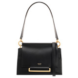 Front product shot of the Oroton Elm Small Satchel Bag in Black and Smooth Pebble Leather for Women