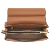Internal product shot of the Oroton Elm Small Satchel Bag in Tan and Smooth Pebble Leather for Women