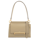 Front product shot of the Oroton Elm Small Satchel Bag in Mushroom and Smooth Pebble Leather for Women
