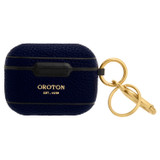 Front product shot of the Oroton Lilly Airpod Pro Keyring in Azure Blue and Pebble leather for Women