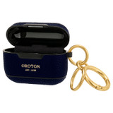 Front product shot of the Oroton Lilly Airpod Pro Keyring in Azure Blue and Pebble leather for Women