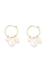 Front product shot of the Oroton Kimberley Pearl Charm Hoop Earrings in Gold/Pearl and Brass for Women