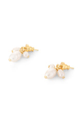 Front product shot of the Oroton Kimberley Pearl Charm Stud Earrings in Gold/Pearl and Brass for Women