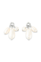 Front product shot of the Oroton Kimberley Pearl Charm Stud Earrings in Silver/Pearl and Brass for Women
