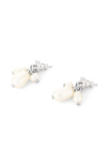 Front product shot of the Oroton Kimberley Pearl Charm Stud Earrings in Silver/Pearl and Brass for Women