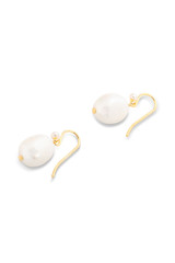 Front product shot of the Oroton Kimberley Pearl Drop Hook Earrings in Gold/Pearl and Brass for Women