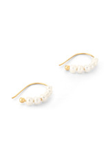 Front product shot of the Oroton Kimberley Pearl Thread Earrings in Gold/Pearl and Brass for Women